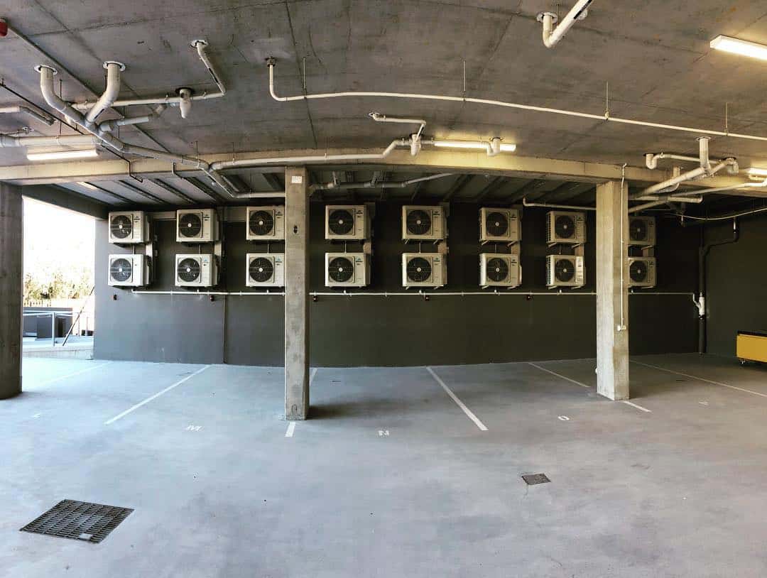 255 Tufnell Road, Banyo - ActronAir outdoor unit positions in carpark